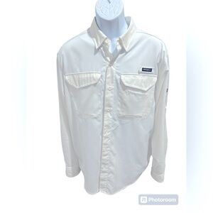 Eddie Bauer Men's White Performance Fishing Freedry Long Sleeve Shirt Size Large